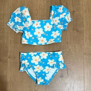 Cat & Jack Blue and White Floral Swimsuit